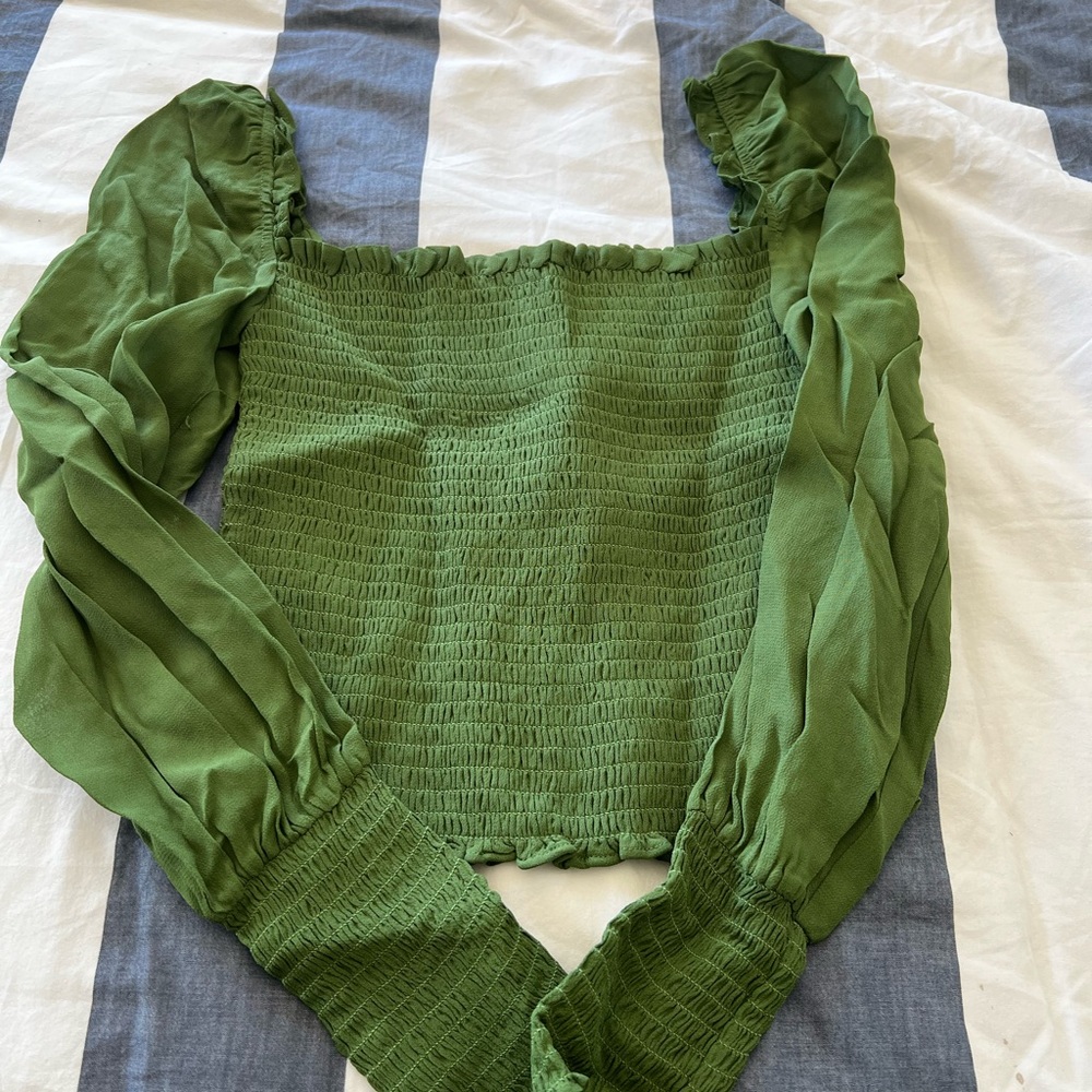 Reformation Pinto Top solid green XS nwot